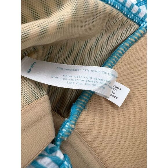 Swim by Cacique Women’s 14 Tankini Swim Top Seersucker Stripe Green Ruffle NEW - Picture 8 of 8